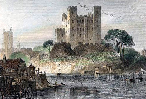Le château normand de Rochester peint en 1836 (Domaine public via Wikimedia Commons)