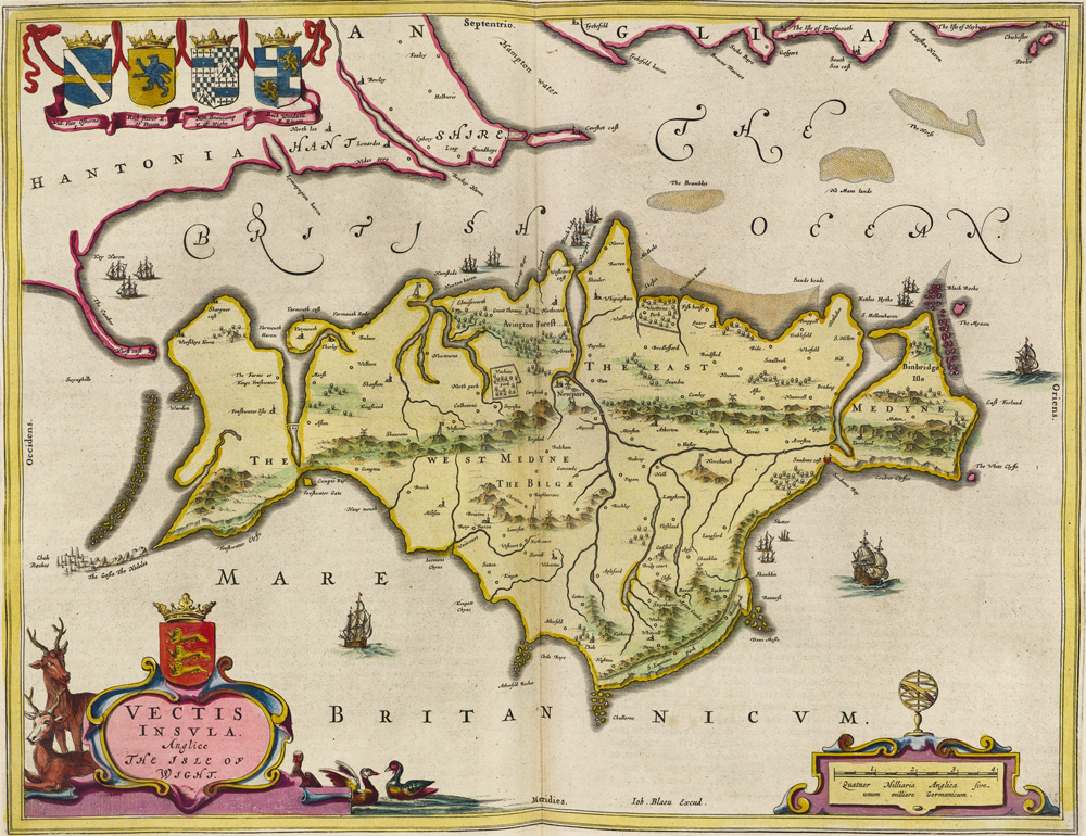 Vectis Insula en 1665. Carte de Joan Blaeu