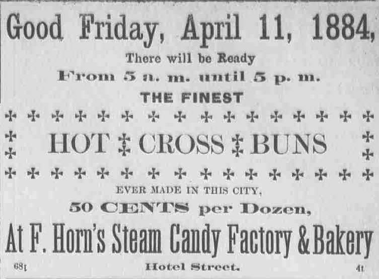 Hot Cross Buns Pub Vendredi Saint Hawaii 1884