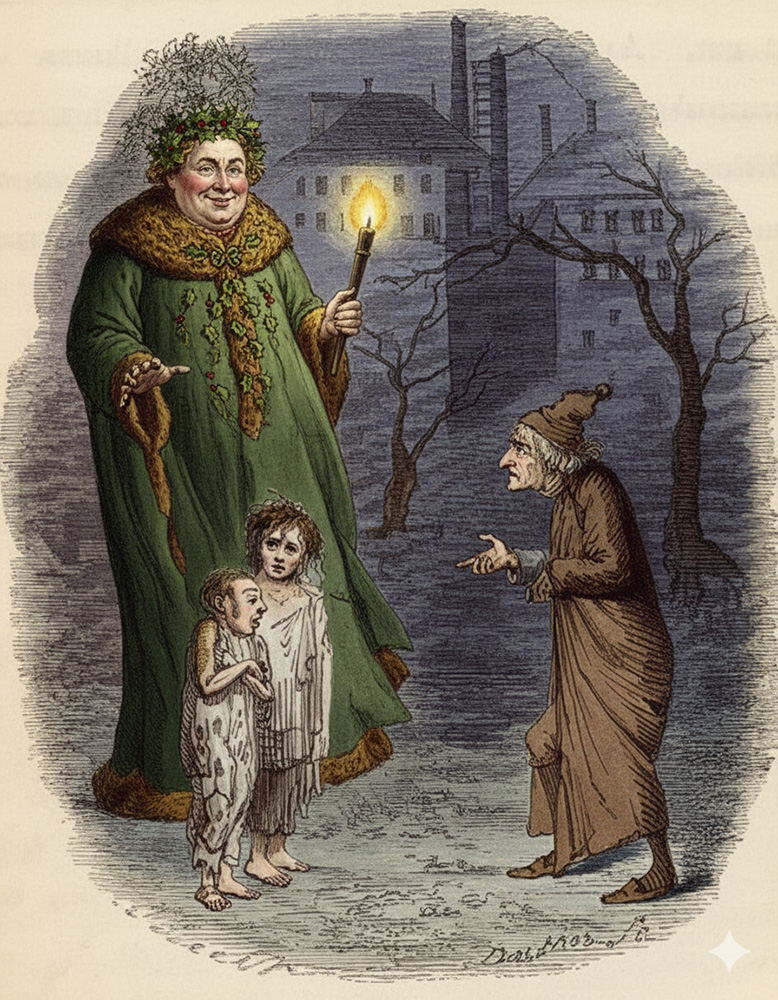 Christmas Carol colorized by Gemini Dickens - Une scène de "A Christmas Carol"